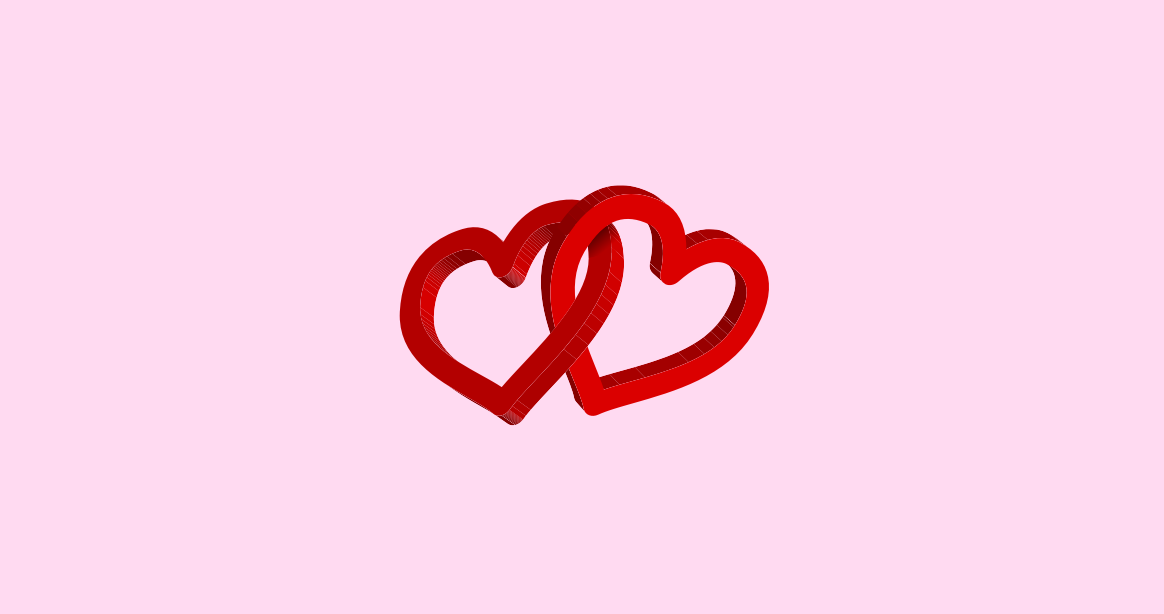 Två hjärtan sammanlänkade som en kedja.