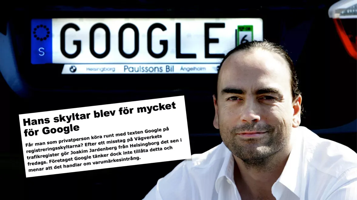 Google på registreringsskylten