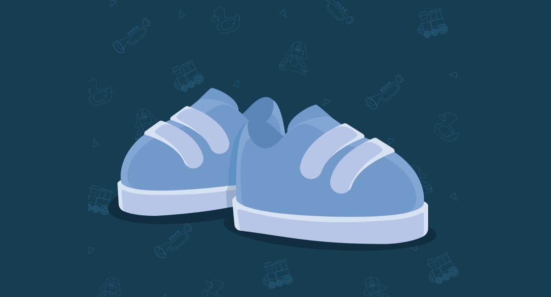 Illustration: pair of blue baby shoes