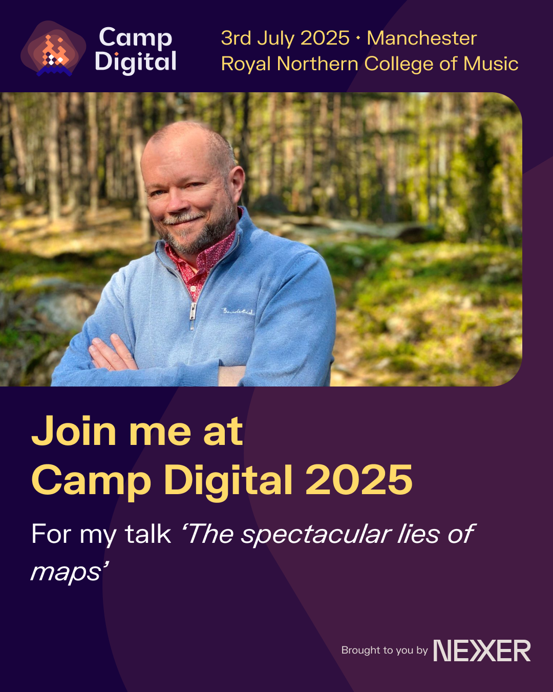 Reklampuff som marknadsför Per Axboms deltagande på Camp Digital.