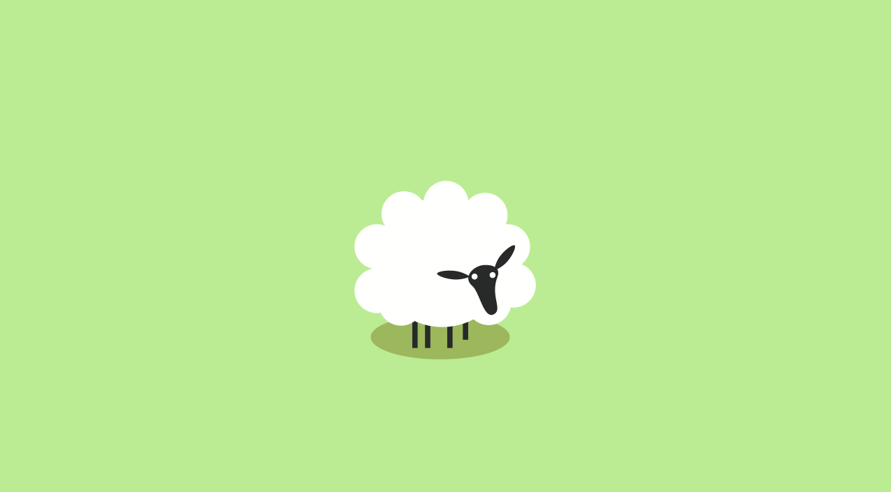 Illlustration av ett får mot en grön bakgrund