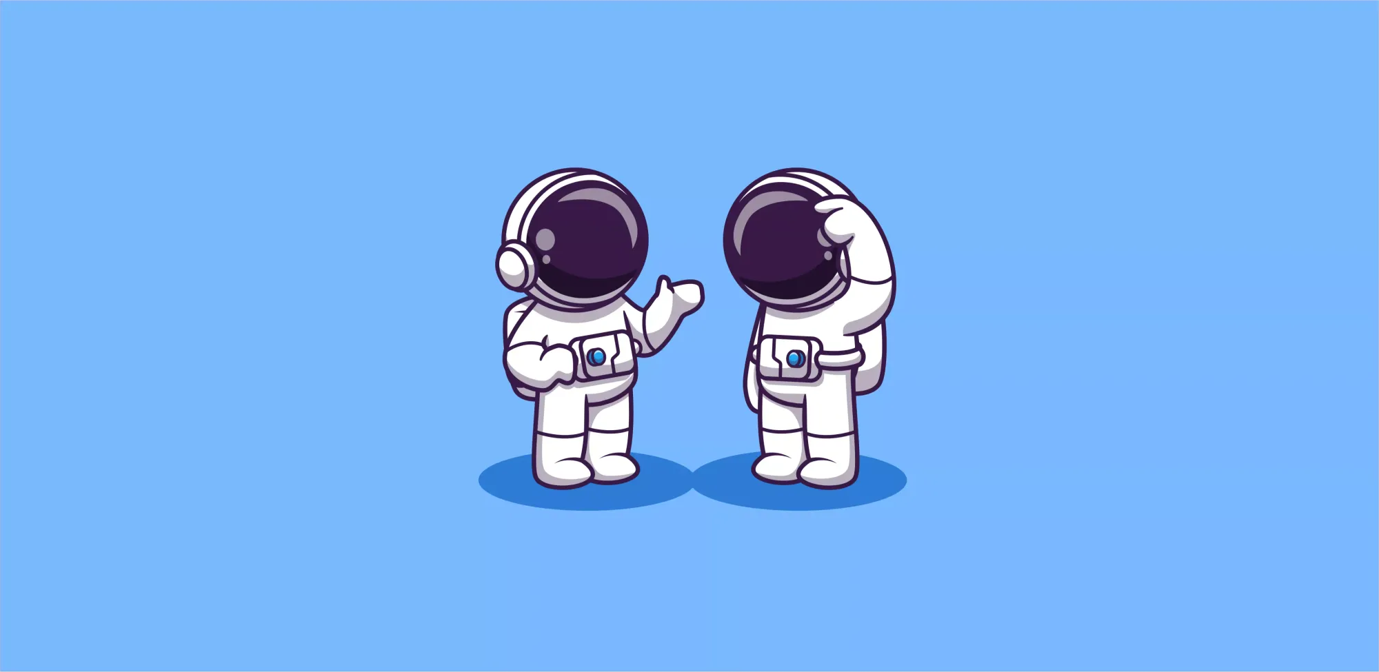 Två astronauter som samtalar med varandra
