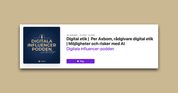 Gäst i Digitala influencer-podden om AI-etik